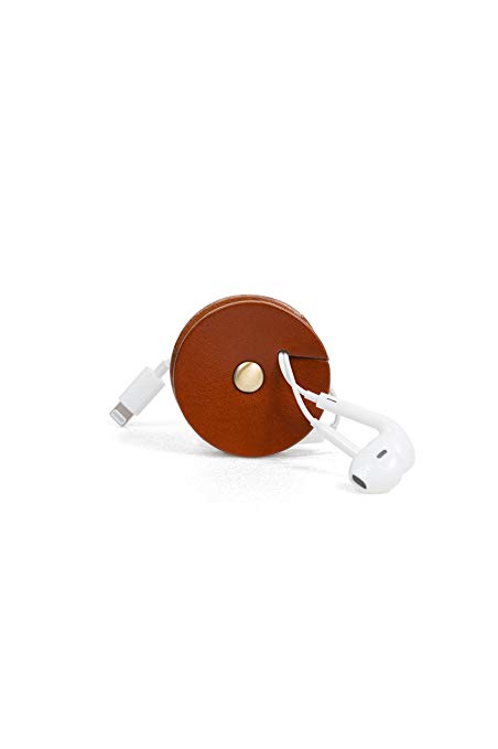 Above the Fray TunePoint Leather Cord Organizer for Earphones/Earbud Holder (Mahogany)