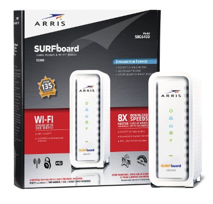 ARRIS SURFboard SBG6400 DOCSIS 3.0 Cable Modem/ Wi-Fi N Router - Retail Packaging - White