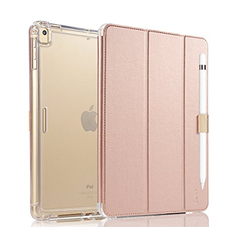 Vanctec for iPad Pro 10.5 Cover, iPad Pro 10.5 Case, Apple New iPad Pro 10.5 Inch 2017 Folio Smart Folio Stand Protective Heavy Duty Rugged Impact Armor Cases with Apple Pencil Holder, Rose gold