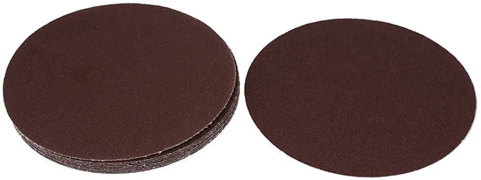 uxcell 7-inch Dia 60 Grit Abrasives Hook and Loop Sanding Paper Sheet Discs Dark Brown 10 Pcs