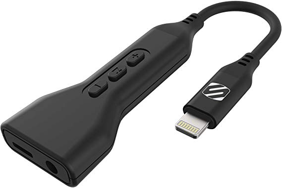 SCOSCHE I3AAP StrikeLine Apple Certified Lightning Headphone Adapter with Female 3.5mm Aux Input and Charge Port - Compatible with iPhone X, 8/8 Plus, 7/7 Plus, Lightning Devices - Black (I3AAP)