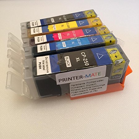 Printer-Mate TM Replacement Canon Edible Ink 5 Pack for Canon PGI 250XL CLI 251XL MG5420, MG5520, MG6420, MG6620, MX922, PGI-250BK, CLI-251 CAKE PRINTING Italy ink FDA approved