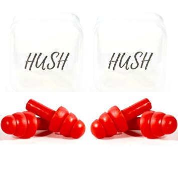 Ear Plugs for Sleeping - (2 Pair) Eco-Friendly Reusable Earplugs for Noise Reduction - (Red Edition) by Hush