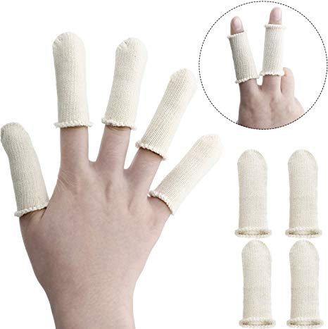 Tatuo 50 Packs Finger Cots Cotton Finger Guards Elastic Finger Protection