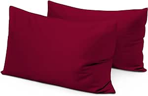 Travel Pillow Case 12x16 Size Set of 2 Zipper Closure Toddler Pillowcase 600 Thread Count 100% Soft Egyptian Cotton Travel Pillow Covers 12 x 16, Burgundy Solid