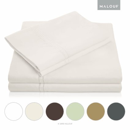 Malouf Fine Linens® 400 Thread Count GENUINE EGYPTIAN COTTON Single Ply Pillowcase Set, Queen, Ivory