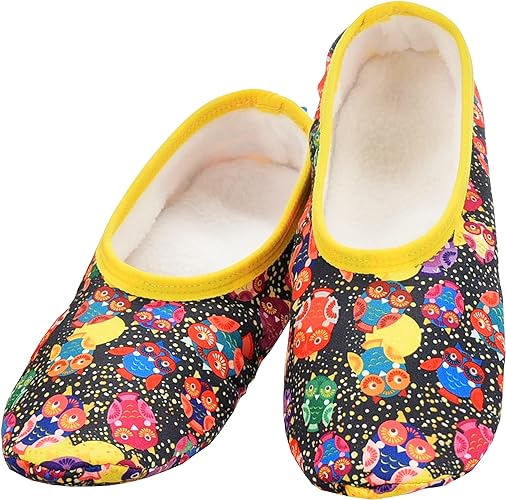 Snoozies Skinnies Lightweight Slippers Owls Size