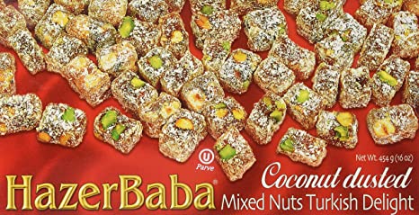 Mixed Turkish Delight w/ Nuts and Coconut (Pistachio, Almond & Hazelnut),16 Oz