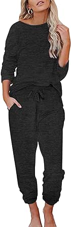 Ekouaer Womens Pajamas Set Long Sleeve Loungewear Soft Lounge Set Joggers with Pockets