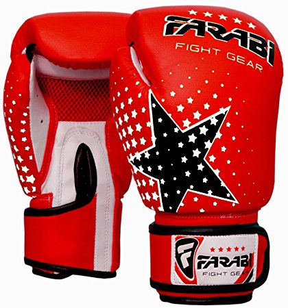 Kids Boxing gloves, Junior MMA, Muay thai Mitts, Junior punching bag mitts 6 Oz Red, by Farabi