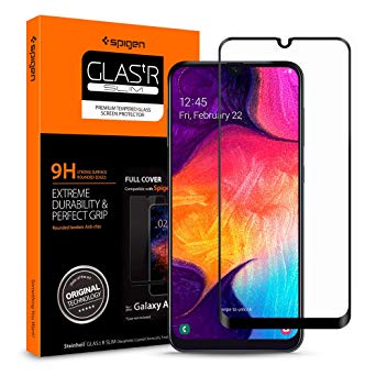 Spigen, Galaxy A50 / Galaxy A30 Screen Protector, 9H Tempered Glass, Full Coverage, Anti-fingerprint, Anti-scratch, Samsung Galaxy A50 Glass, Samsung Galaxy A30 Glass (611GL26283)