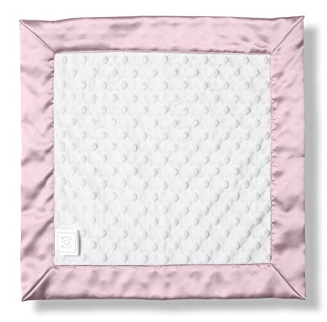 SwaddleDesigns Baby Lovie, Plush Dots Security Blankie with Color Trim, Pastel Pink