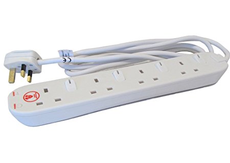 Masterplug SWSRG42N 2m 13A 4-Gang Surge Protected Extension Lead with Individually Switched Sockets