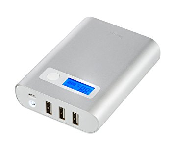 PNY AD10400 10400mAh 1A/2.4A PowerPack-Portable Rechargeable Battery Charger, Silver (P-B-10400-24-S03-RB)