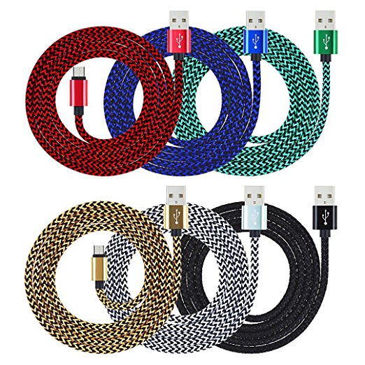 Micro USB Cable, UNISAME (6Pcs Pack) 3Ft Hi-Speed Braided Micro USB to USB A Charging Data Cable Charger Cord for Galaxy S7 S6 Edge S5 Note 4 5 Tab, Moto G X, HTC and more android devices