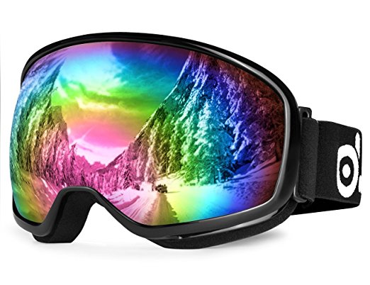 Odoland Snow Ski Goggles S2 Double Lens Anti-fog Windproof UV400 Eyewear - Skiing, Snowboarding, Motorcycle Cycling and Snowmobile Winter Outdoor Sports Protective Glasses