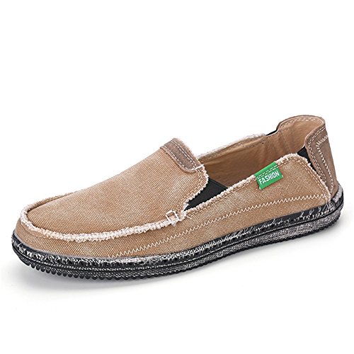 L-RUN Men's Cloth Shoes Slip-on Canvas Loafers Outdoor Leisure Walking