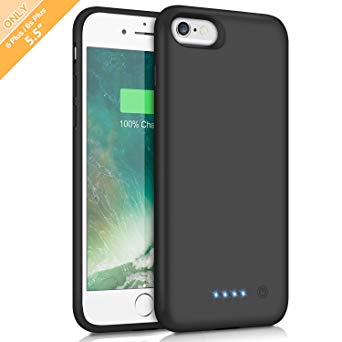 iPhone 6s Plus/6 Plus Battery Case, Feob 8500mAh Rechargeable Charger Case Extended Battery Pack for iPhone 6Plus & 6s Plus Charging Case Portable Power Bank (5.5 inch)- Black