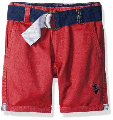 U.S. Polo Assn. Boys' Belted Roll-Up Hem Twill Short