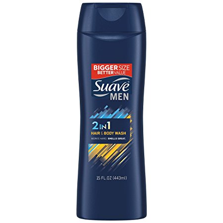 Suave Men Body Wash, 2 in 1 Hair & Body 15 oz