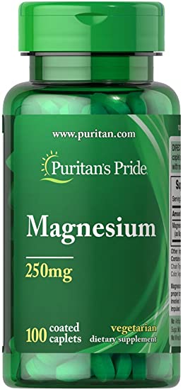Puritans Pride Magnesium 250 Mg Caplets, 100 Count