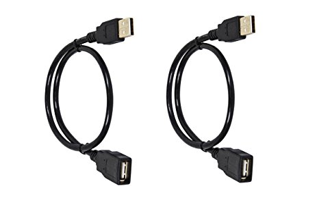 C&E 2 PCS USB 2.0 A Male to A Female Extension 28 OR 24AWG Cable Gold Plated 1.5 Feet, CNE611778