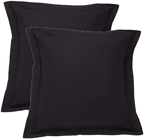 European Square Pillow Shams Set of 2 Black Solid 700 Thread Count 100% Natural Cotton pack of Two Euro 26 x 26 Pillow shams Cushion Cover, Cases Super Soft Decorative (Black, European 26''x 26'')