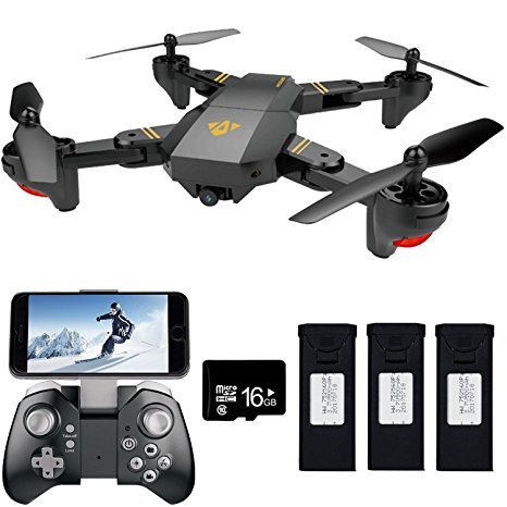 Training RC Drones with Wide-angle Camera Live Video Teeggi XS809HW WiFi FPV Quadcopter Drone for Kids & Beginners with Altitude Hold One Key Start/Return Easy Operation, Bonus Battery with SD Card