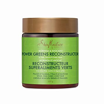 Shea Moisture Power greens Reconstructor for Undernourished, Dull, Coily Hair Moringa & Avocado Enriched With Kale, Matcha & Green Algae, 227 Grams