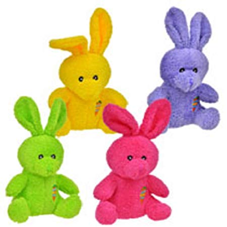 Greenbrier Bright Colored Plush Easter Bunnies, 4 Piece