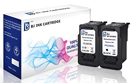 BJ Remanufactured Ink Cartridge Combo Pack (1 Black, 1 Color) Replacement Canon PG 240XL/CL 241XL High Yield Canon PIXMA MG3620 MG3520 MX532 MG2120 MG3120 MG3122 MG3220 MX372 MX432 MX512