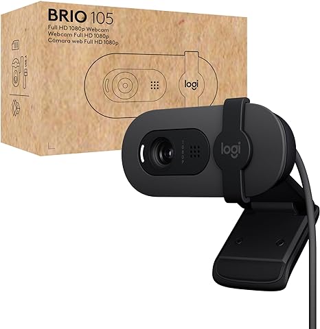 Logitech Brio 105 Full HD 1080p Business Webcam with Auto-Light Balance, USB-A, Privacy Shutter, Easy Set-Up, Compatible with Windows, macOS, ChromeOS