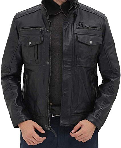 Brown Leather Jacket Men - Café Racer Real Distressed Lambskin Brown Mens Leather Jacket