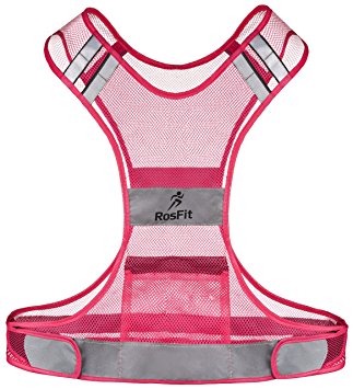 Pink Reflective Vest for Women & Ladies - Great for Running, Jogging, Walking, Hiking, Cycling - Includes Small Zipped Pocket, 3M Reflective Material and Velcro Adjustable Straps. One-Size Fits Most