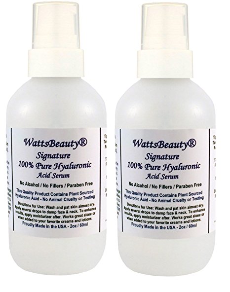 Watts Beauty Signature 100% Pure Hyaluronic Acid Wrinkle Serum - Best Hyaluronic Acid Serum for Face - No Fillers - Made in the USA - Perfect for Wrinkles, Dull, Dry or Aging Skin.