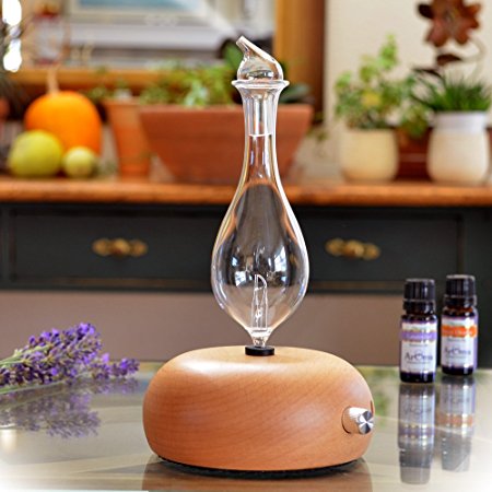 Aromatherapy Diffuser - Professional Grade - Wood and Glass (Orbis Lux Merus)