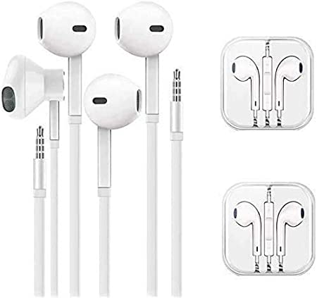 QIANXIANG 3.5mm in-Ear Wired Earbuds/Earphones/Headphones with Remote & Micphone Compatible Apple with iPhone 6s plus/6/5s/5c/Pad/S10 Android All 3.5 mm Audio Devices (2 Pack)