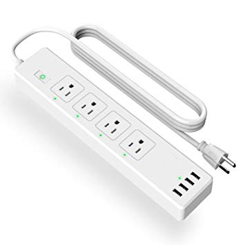 meross Smart Power Strip WiFi Surge Protector Power Bar, Alexa Google Home & IFTTT Supported, Remote Control, 4 AC Outlet and 4 USB Port