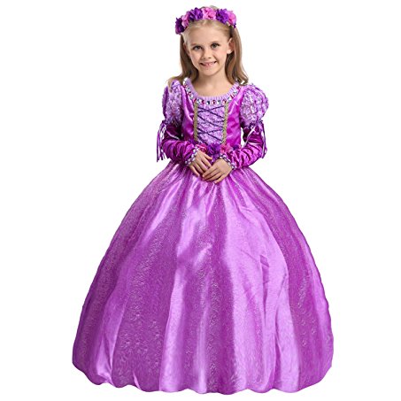 iFigure Girl's Purple Princess Dress up Costume Fancy Party Dress
