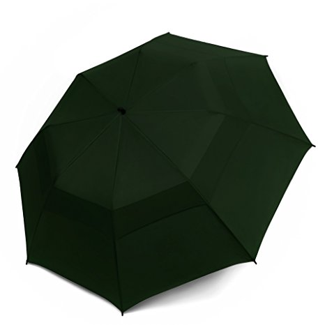EEZ-Y Folding Golf Umbrella 58-inch Extra Large Windproof Double Canopy - Auto Open Sturdy Compact and Portable