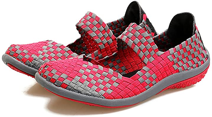 Womens Trainer Shoes Slip On Handmade Elastic Woven Lightweight Breathable Walking Fashion Sneakers …