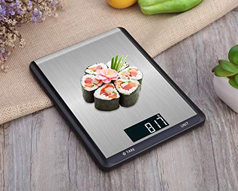 Kitchen Food Scale for Cooking- Digital Scale for Bakery Waterproof Scale w/Tare & multi-units Accurate Electronic Scale with SS Panel 5kg 11lbs Weigh in Pounds,Ounces,Gram (11lbs)