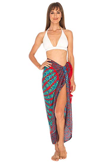 SHU-SHI Womens Beach Swimsuit Cover Up Mandala Sarong Wrap with Coconut Clip