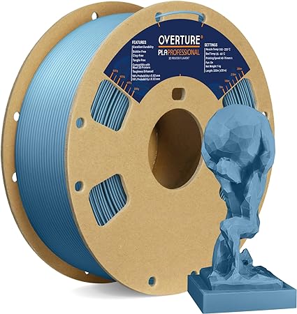 OVERTURE PLA Plus (PLA ) Filament 1.75mm PLA Professional Toughness Enhanced PLA Roll, Cardboard Spool, Premium PLA 1kg(2.2lbs), Dimensional Accuracy Probability  /- 0.02mm (Gray Blue)