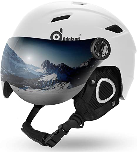 Odoland Ski Helmet with Ski Goggles, Light Weight Snowboard Helmet and 2-in-1 Visor Detachable Goggles Set, Snow Sport Helmets for Men Women