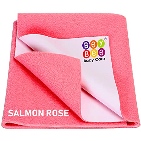 BeyBee Waterproof Baby Bed Protector Dry Sheet for New Born Babies (Large (140cm X 100 cm), Salmon Rose)