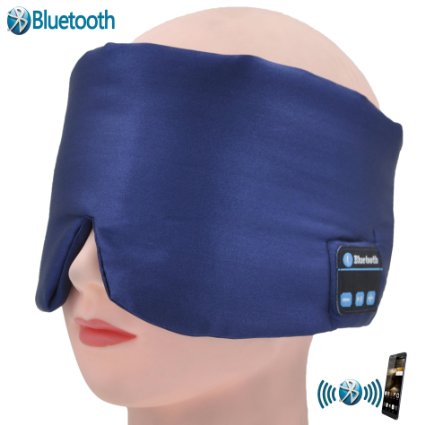 FULLLIGHT TECH Soft Touch Silky Sleep Mask with Ultra Thin Stereo Speakers Lightweight Bluetooth Sleeping Headphones Eye Mask for Travel Sleep Aid (Dark Blue)