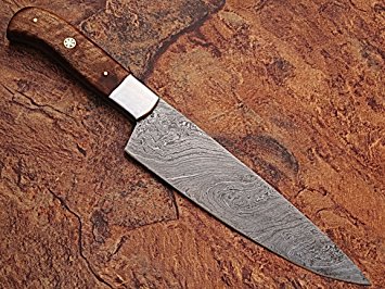 AN-1002-W Custom made damascus blade Chef's/kitchen knife, Walnut handle