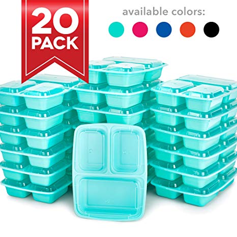 Dash DMPS203GBMT06 Reusable BPA Free Meal Prep Containers   Bento Box with 3 Compartment Plates & Lids for Food Storage or Healthy Portion Control Mint