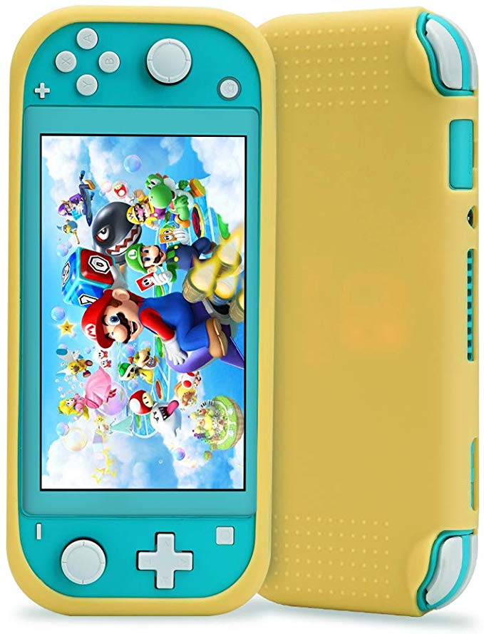 Protective Case for Nintendo Switch Lite, KIWI design New Half Wrapped Case Soft Silicone Anti-Slip Shockproof Protective Cover for Nintendo Switch Lite 2019(Yellow)